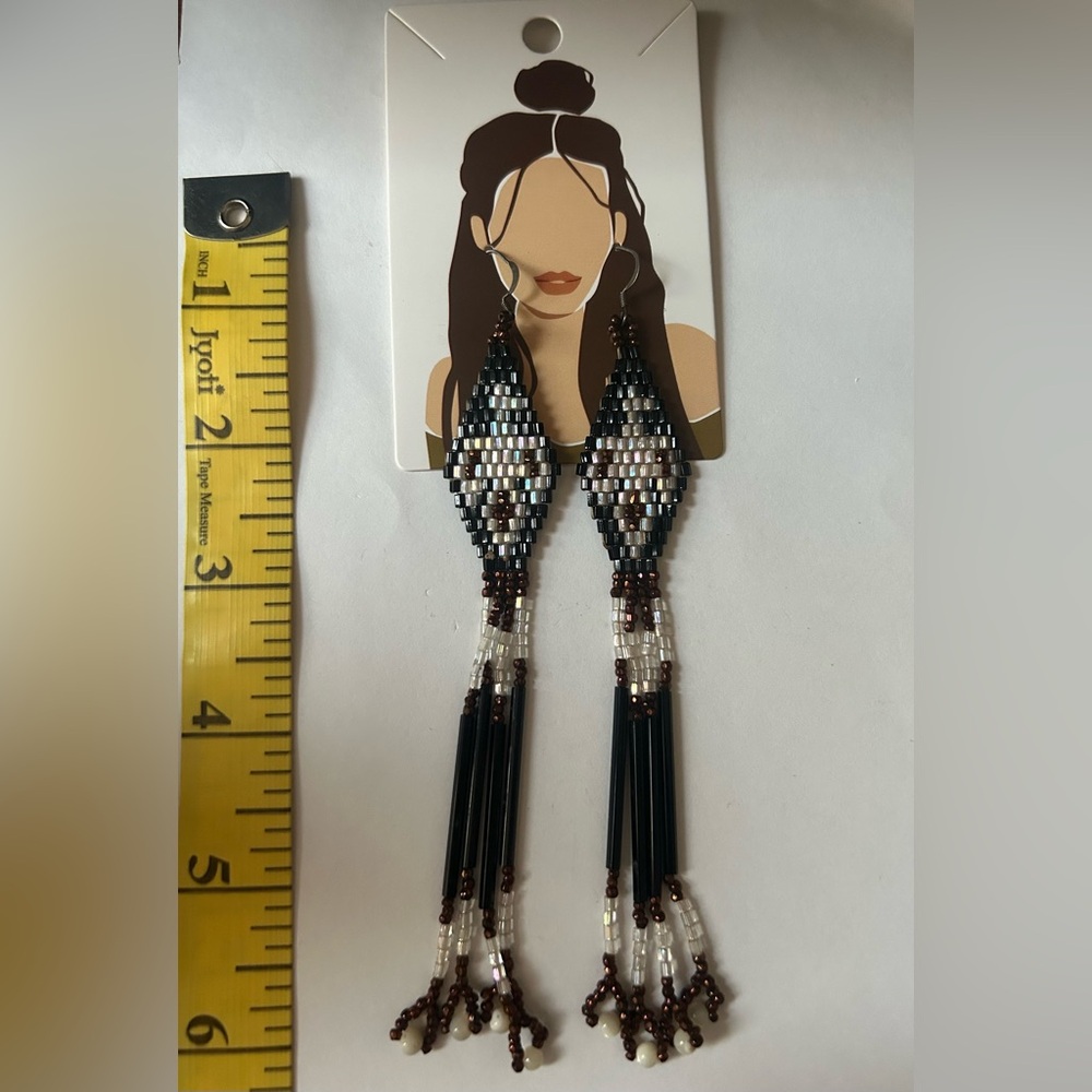 Thunderbird Multi-Beaded Tribal Style Dangle Earr… - image 1